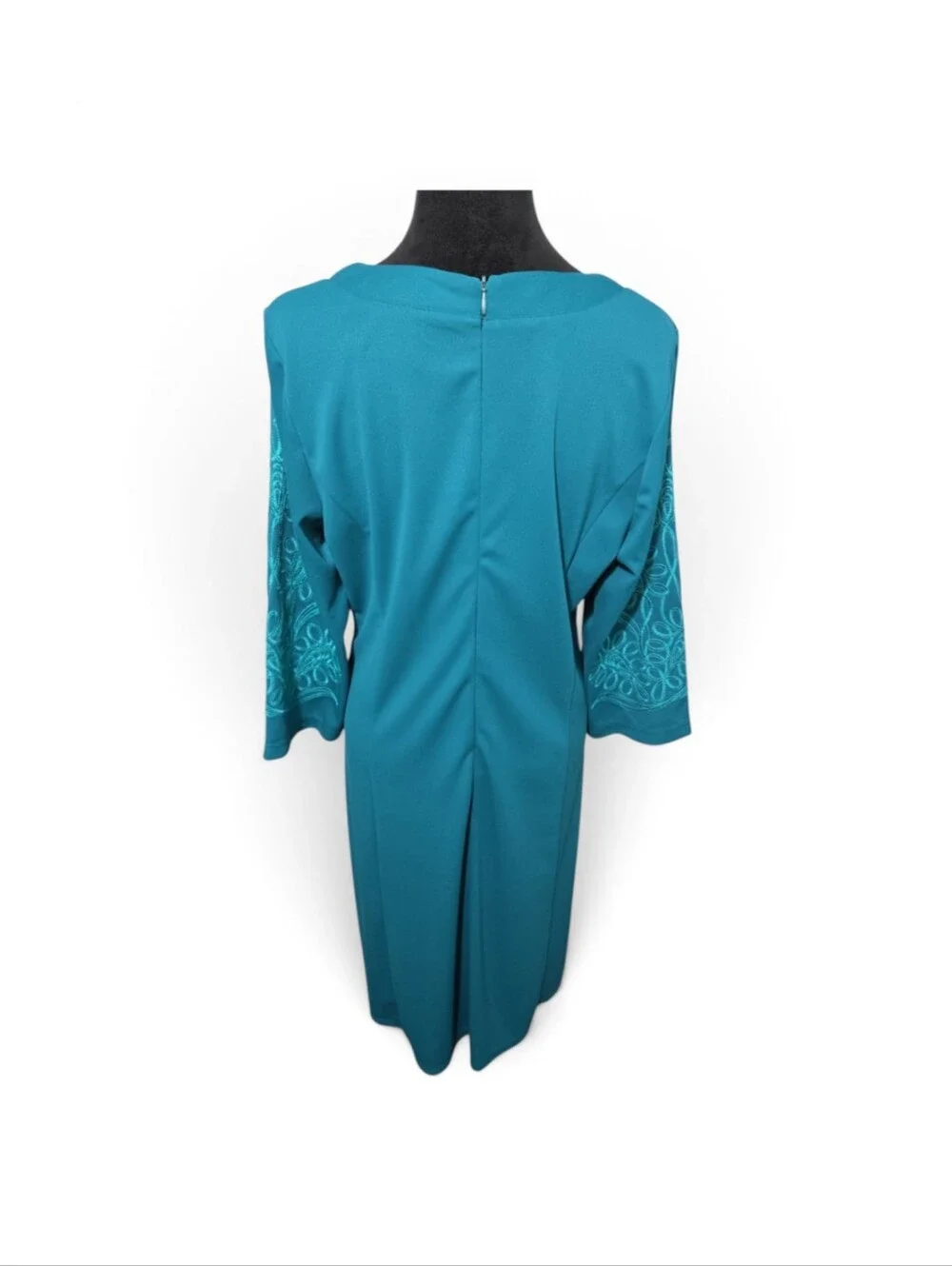 Bob Mackie Wearable Art Teal Long-Sleeve Midi Dress Size M